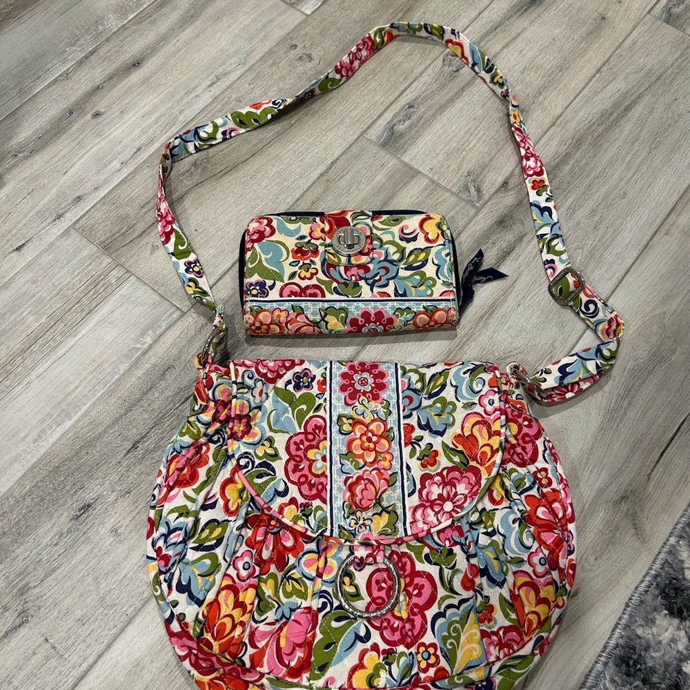 Vera Bradley Floral Patterned Women's Bag and Wallet Set